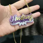 Jewelry New Custom Name Plate Necklace Double Alloy Diamond Letter Necklace Pendant DIY Jewelry Gift