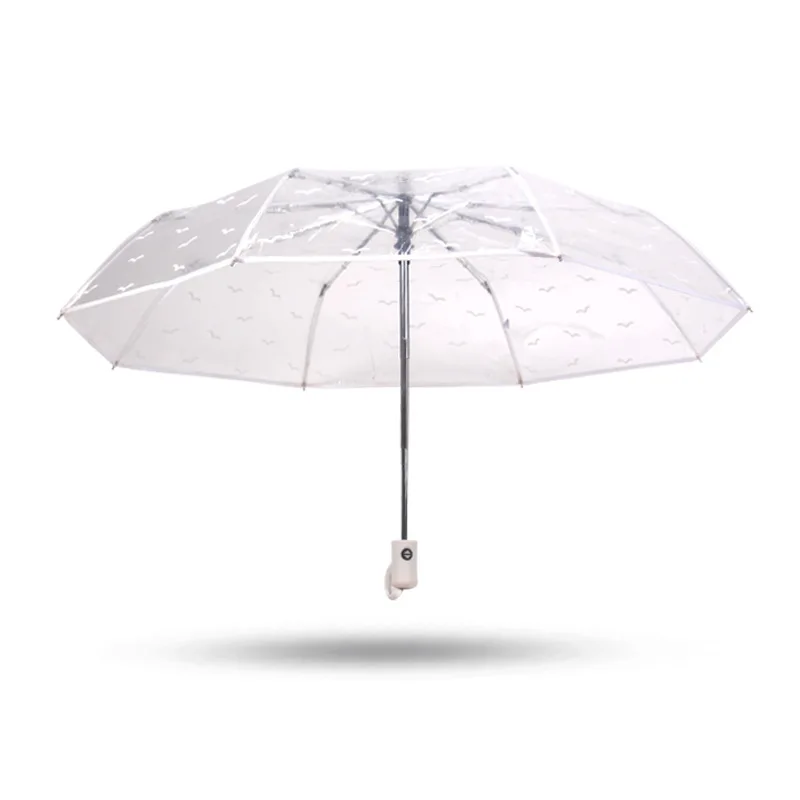 WHY418 Wholesale Portable Transparent Umbrella Auto Open Folding Umbrella Korean Style Multi Color Clear Umbrella