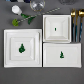 Square Shape Dinner Set Plate White Porcelain Ceramic Custom Bowl Salad Oval Platter dinnerware Sets