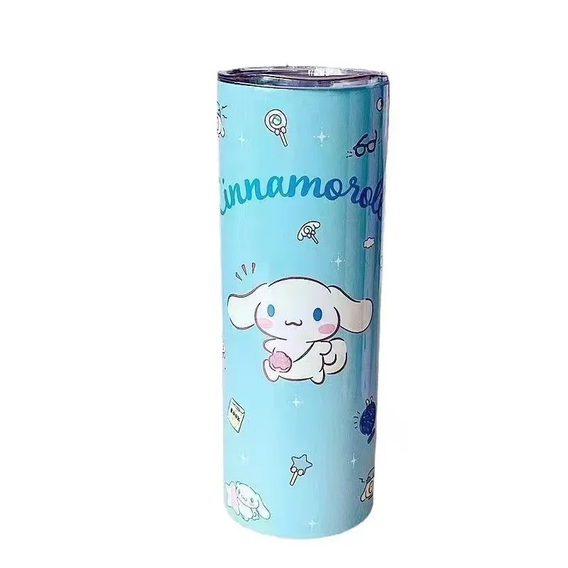 New Cartoon Cute 304 Stainless Steel Skinny Tumbler Portable Hot and Cold Insulated Cute Water Cup with Straw