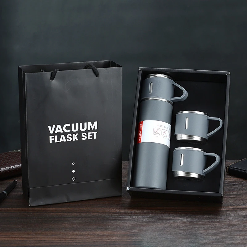 Custom Promotional Corporate Gift Set Pink Leak Proof 16oz 500Ml Vacuum Insulated Stainless Steel Water Bottle With Mugs