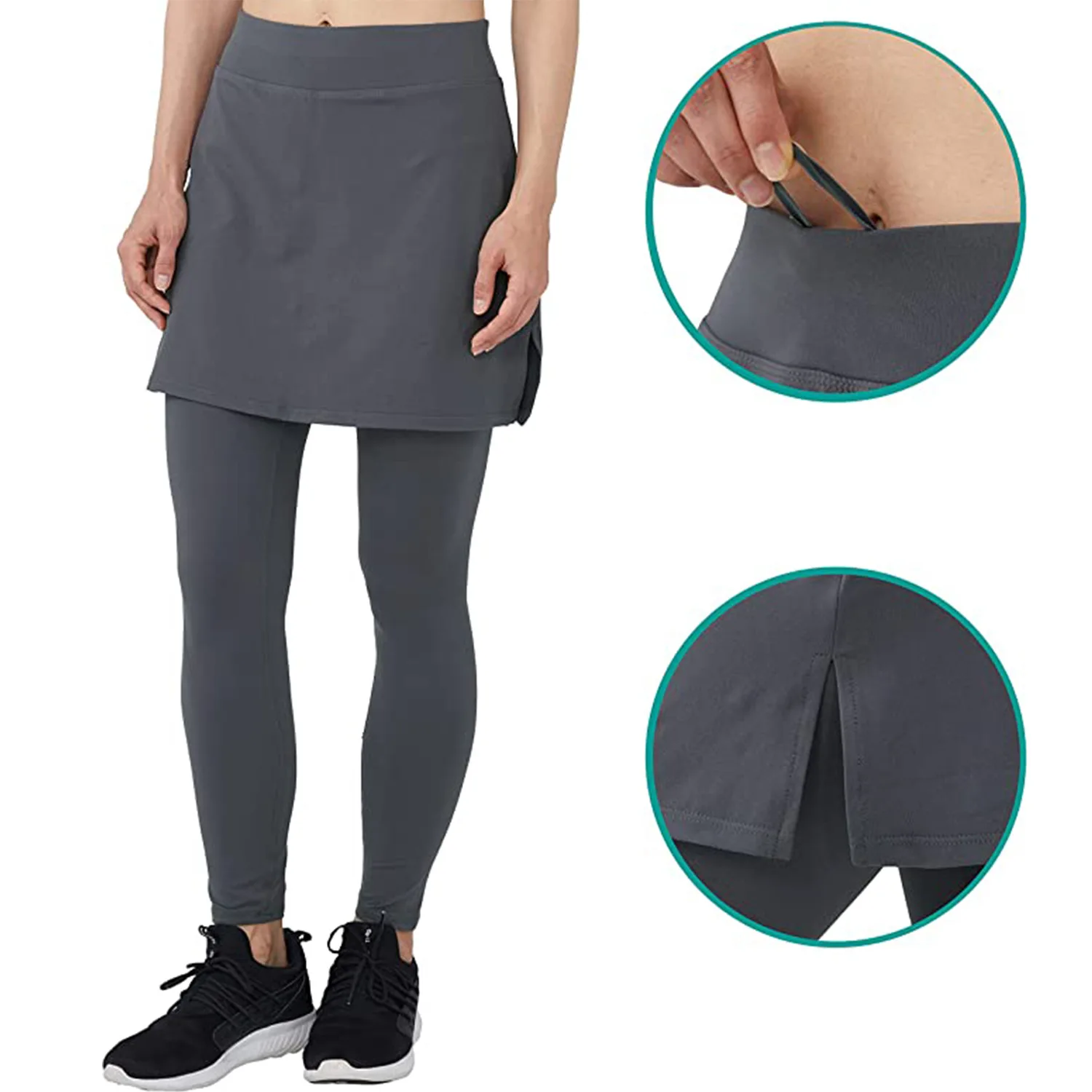 YIYI New Design Quick Dry Breathable Tennis Leggings With Pockets High Waist Golf Women Pants Athletic Skirts With Leggings
