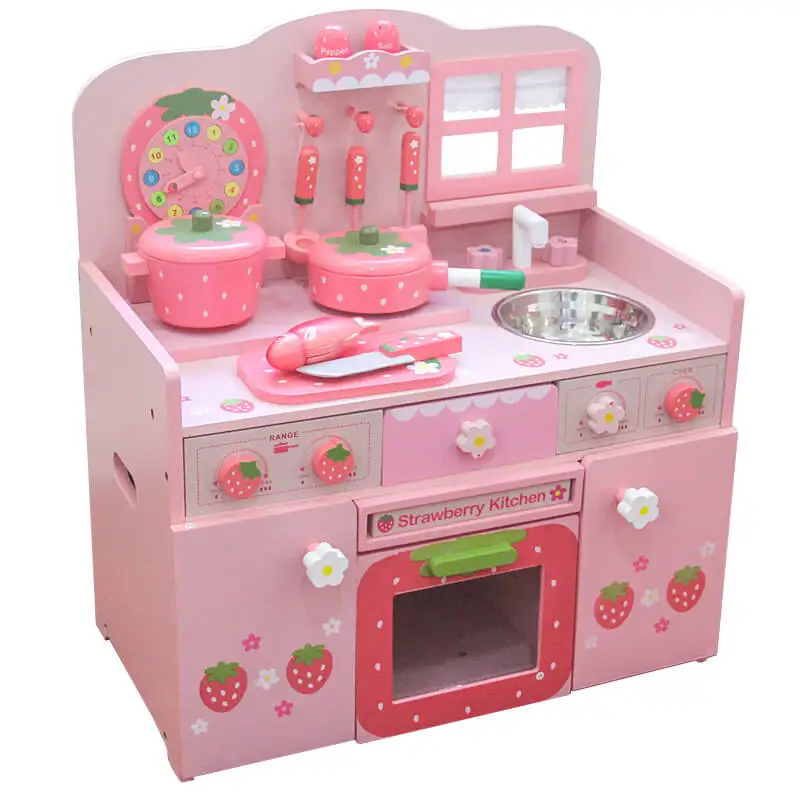 pink toy kitchen with washing machine