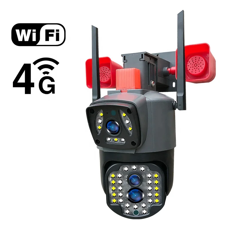 Outdoor 6MP Wireless 10x Zoom Dual Lens 4G Sim Card Farm Security Auto Motion Track WIFI CCTV Cameras Surveillance PTZ 4G Camera