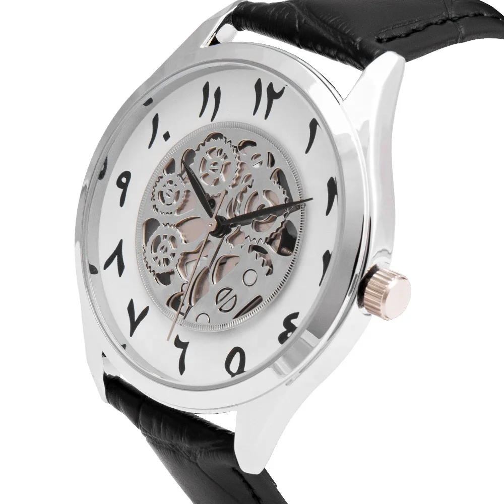 Classic Cheap Leather Watch Wholesale Custom Skeleton No Tactile Arabic Number Watch for Women