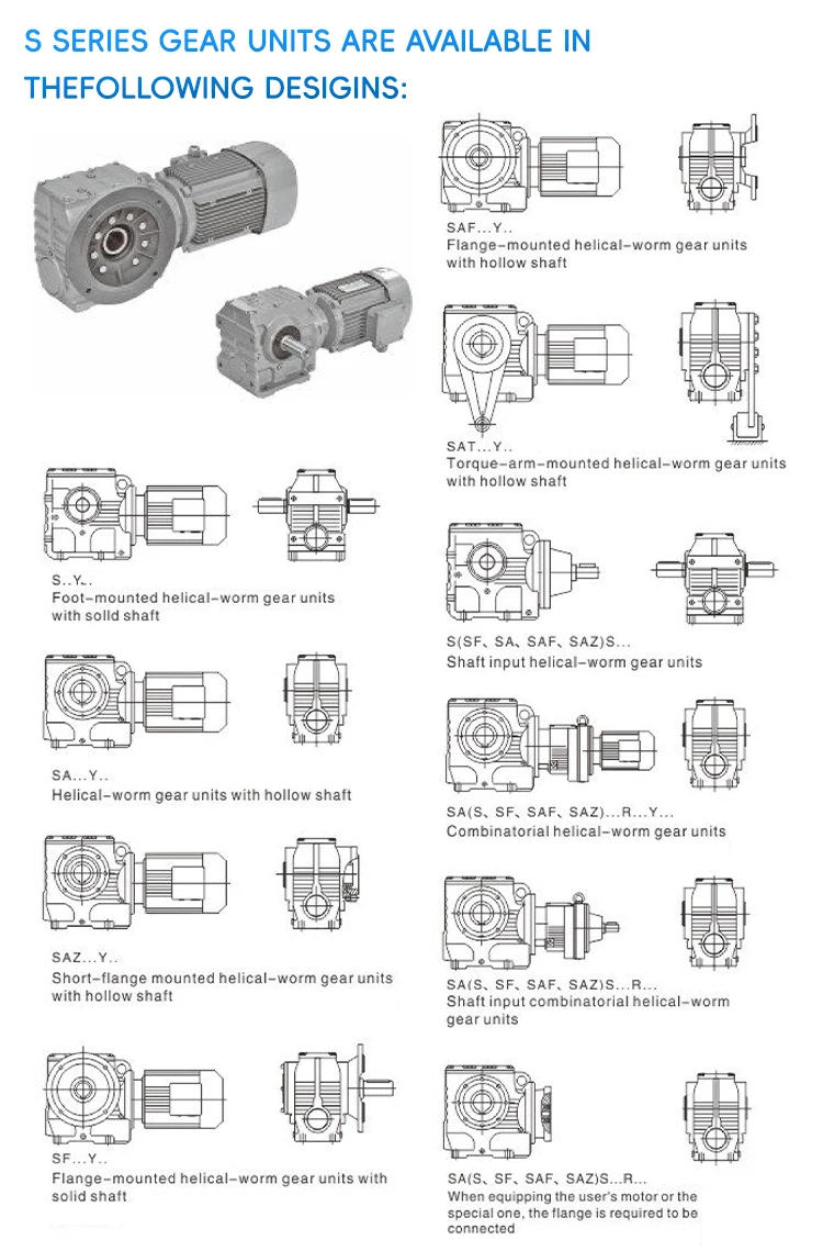 product high quality s series worm gear reducer low energy consumption industrial transmission for weaving machines construction wpa-6