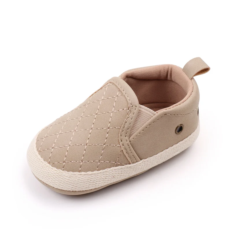 Rhomboid Pattern Design Soft Bottom Baby Boys Casual Shoes with Solid Color for Walking details