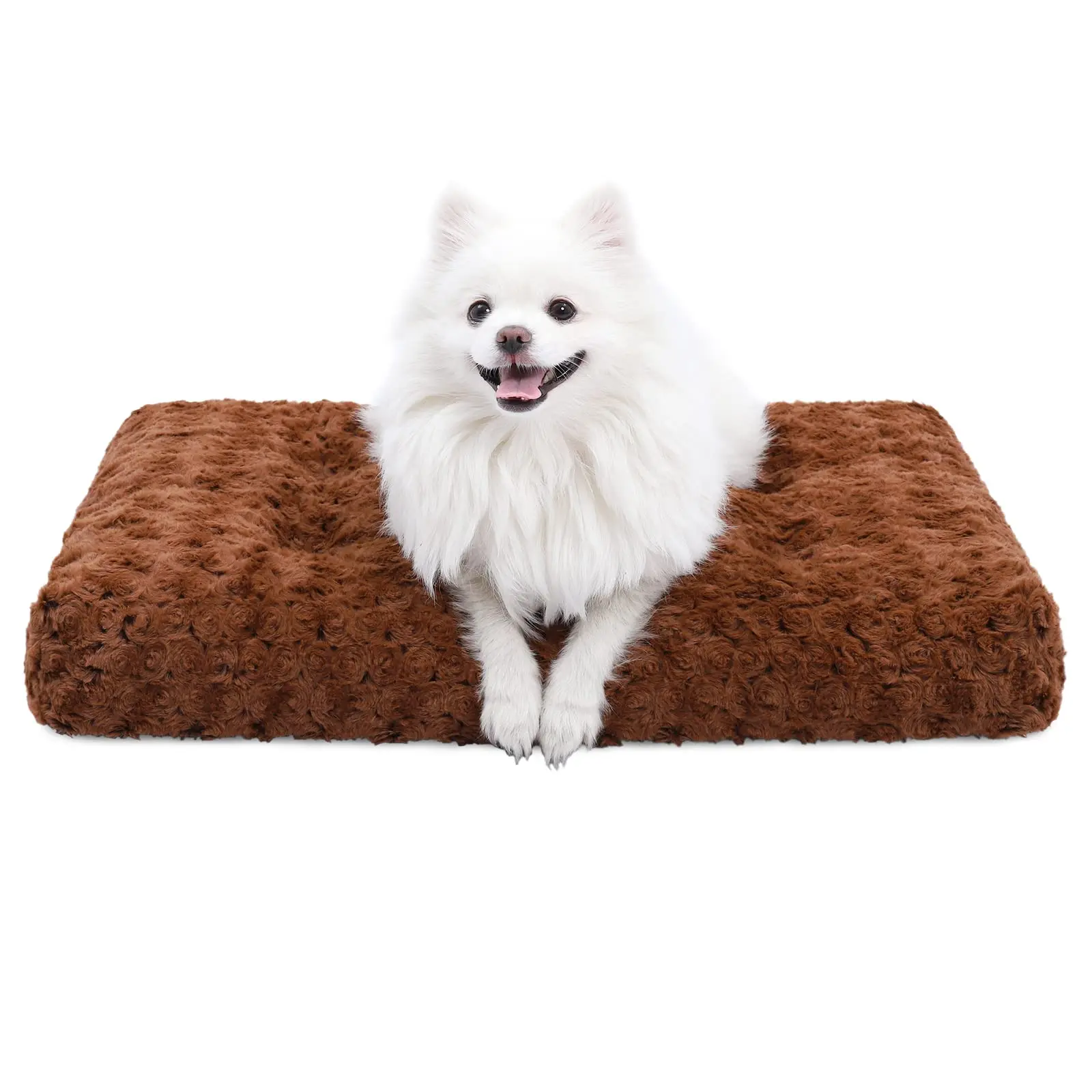 product luxury plush faux fur pet cushion bed soft solid pattern design for large dogs and cats-48