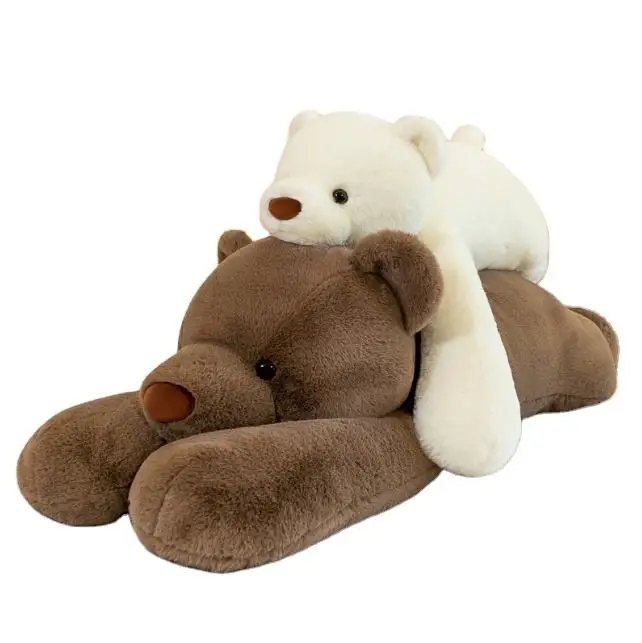 Crouching Polar Bear Plush Toy Weighted Stuffed Animals Floppy Bear Long Sleeping Pillow Fluffy Toy For Gifts