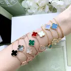 Bracelet 925 Sterling Silver Tennis Bracelet Dainty 4 4 Leaf Clover Bracelet Blue Jewelry