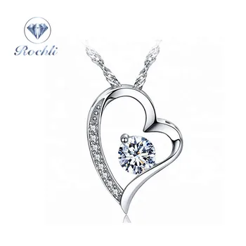 Alloy Crystal Heart Shape Lover Heart Pendant Cz heart pendant for woman wedding gift and birthday gift silver necklace