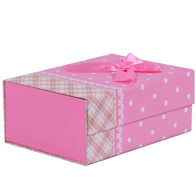 print paper cardboard foldable packaging gift box with ribbon