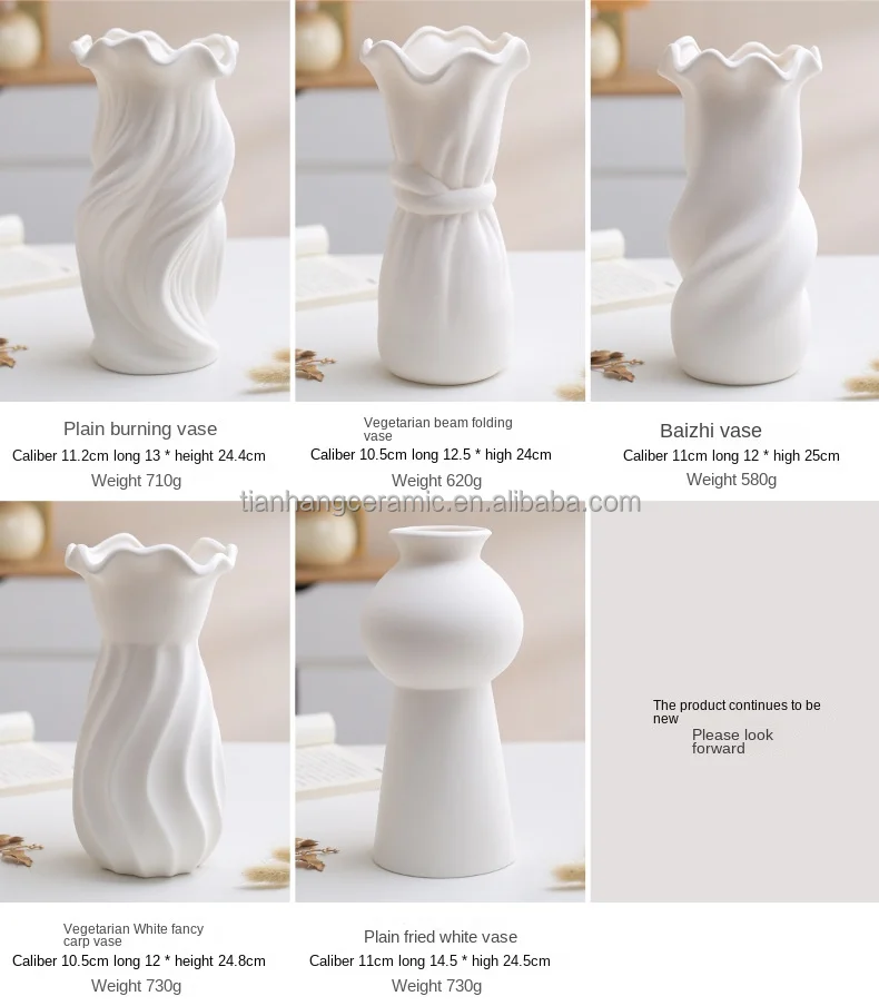 Top Grade High Luxury fashion Rotate texture matte white ceramic vases for table decorative wedding hotels.jpg