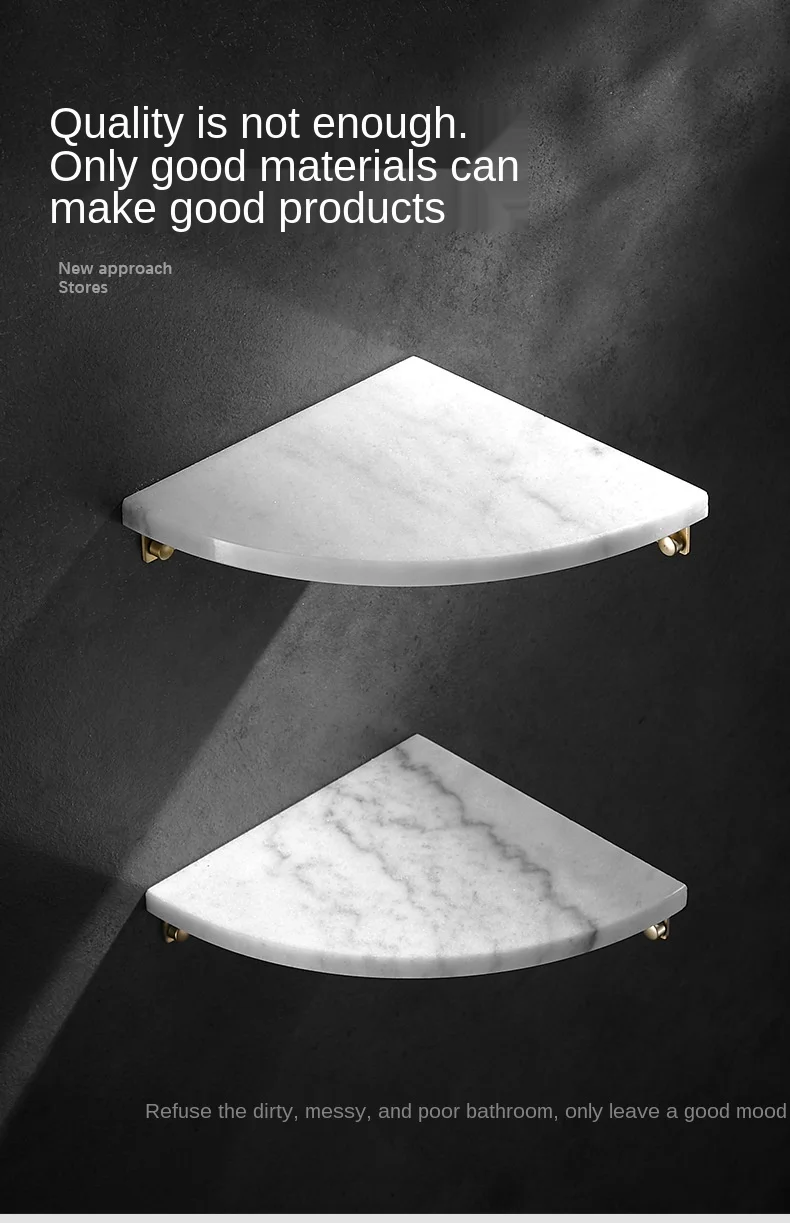 Nordic Grey Marble Polished Shower Corner Shelf , Shower Accessories