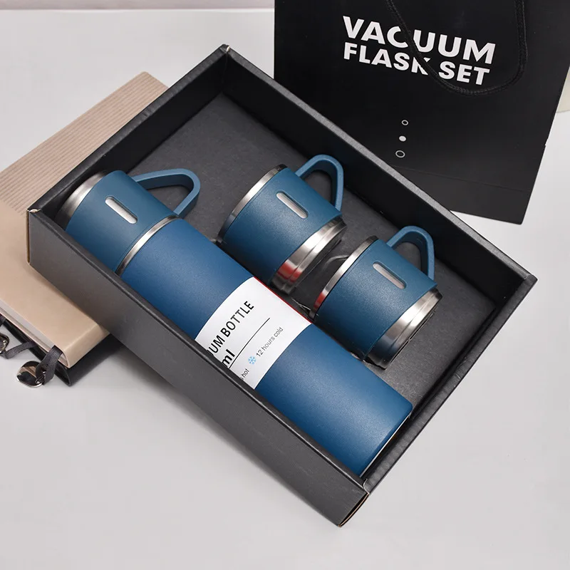 Gift set Custom color water bottle custom size tumbler outdoor camping double wall vacuum insulated stainless steel with handle