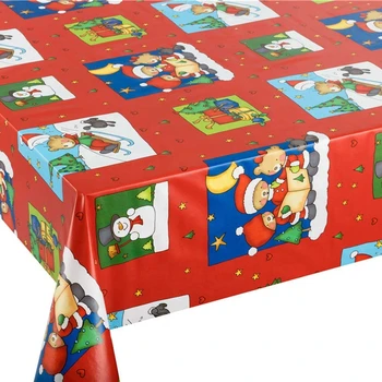 High Quality PVC Colorful Rectangular Home Decoration Party Bell Customized Waterproof Table Cloth for Christmas