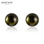 Silver Earrings MINSTONE JEWELRY Olive Green Zircon 925 Sterling Silver Post Fashion Earrings