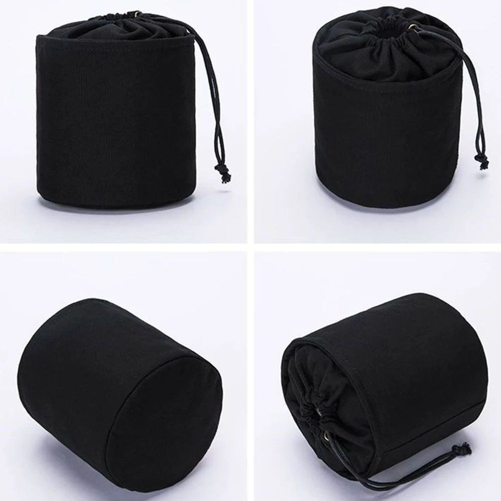 Wholesale Eco Friendly Canvas Cotton Bucket Makeup Bag,Barrel Shaped Blank Drawstring Cosmetic Pouch Bag
