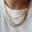 Necklace 2021 Bohemia Jewelry 18k Gold Plated Stainless Steel Snake Herringbone Chain Choker Necklace Women
