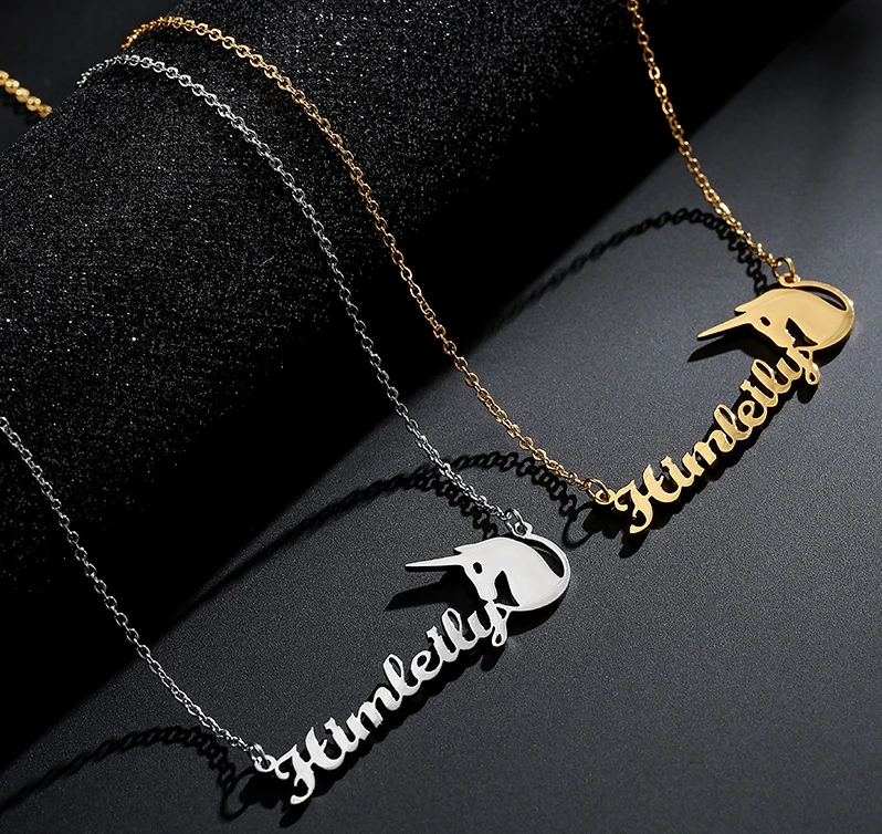 Custom Name Necklace Gold Plated 