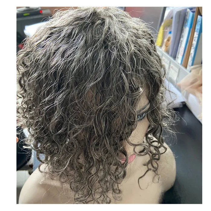 Short Gray White Curly Hairstyle Medium Layered Bob 150% Density Naturally  Salt And Pepper Silver Grey Virgin Human Hair Wig - Buy Grey Color Human  Hair Full Lace Wig,Layer Bob Gray Dropping
