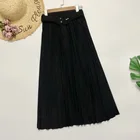 Girl Skirt With 2021 New Girl Solid Color A- Line Pleated Skirt With Belt