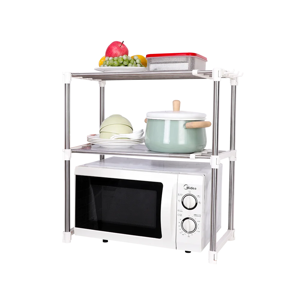 2 Tier Stainless Steel Microwave oven Rack Stand Storage Holder Kitchen Shelf 