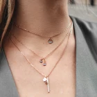 Coin Charm Name Necklace Minimalist Coin Custom Letter Logo Mini Round Disc Charm Necklaces