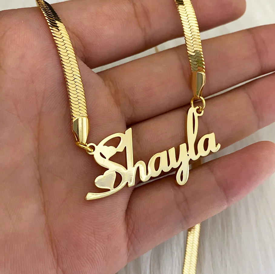 Name Plate Letter Gold Jewelry Necklace 
