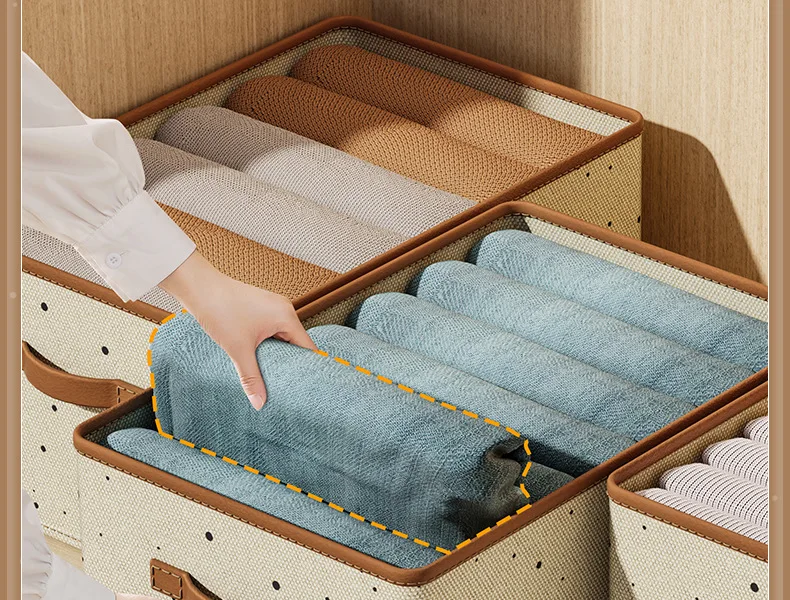2024 New Closet Organizers for Clothes Storage Foldable Storage Boxes with Lids Fabric Clothes Organizer with Handle