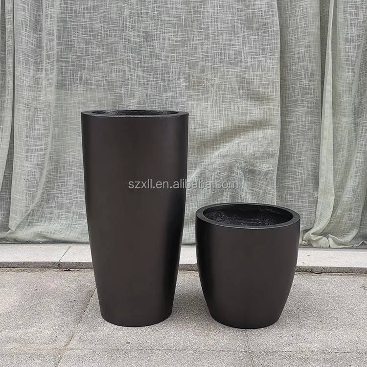 工厂销售高品质圆形玻璃纤维粘土种植盆公共装饰景观花盆酒店大堂餐厅