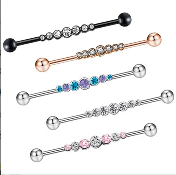 Gaby new arrive 14G industrial barbell piercing stainless steel fashion jewelry earrings ear piercing jewelry