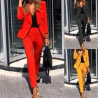 Piece Profession Suit Turn Down Collar Solid 2 Piece Pants Set Ladies Office Wear Women Suits Office Formal