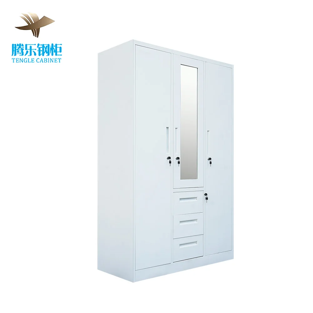 Hot Drawer Design With Mirror Cheap For Sale Wardrobe In White Color