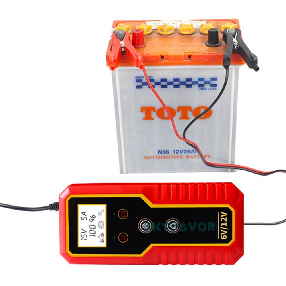 Factory motorcycle car battery charger 6V 12V 8A Universal Automatic pulse Repair lead acid battery charger with lcd display