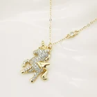 Wholesale 9K Gold Necklace Unicorn Shape Cute Style Pendant Women Jewelry 9k Real Gold With Zircons Pendant Necklace