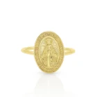 Chris April Minimalist 925 Sterling Silver Gold Plated Circle Virgin Maria Coin Rings For Women