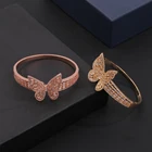 Bangle 18k Plated Luxury Brass Hollow Bangle Women's Gift 3D Butterfly Zircon Bangle