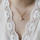 Shell 2021 Stainless Steel Love Heart Necklace Gold Chain White Shell Heart Pendant Necklace