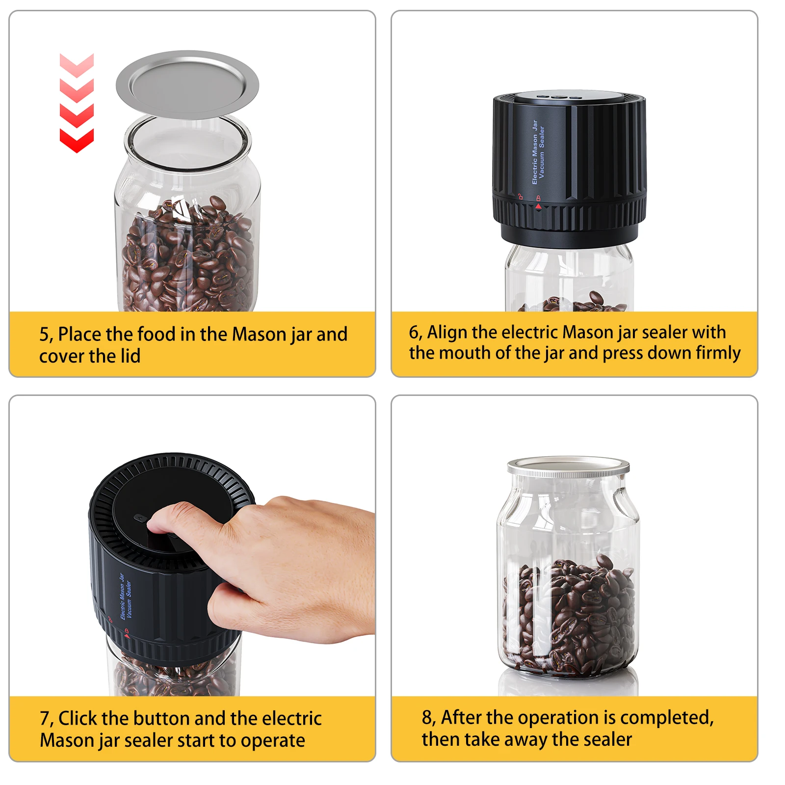 2024 Usa New Household Automatic Mason Jar Sealer Vacuum Seal Glass Jar