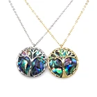 Abalone Pendant Tree Pendant Vintage Colored Abalone Natural Stone Tree Of Life Pendant Necklace