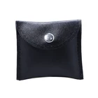Leather Custom Size Black Color PU Leather Flip Jewelry Packaging Pouch With Snap Button