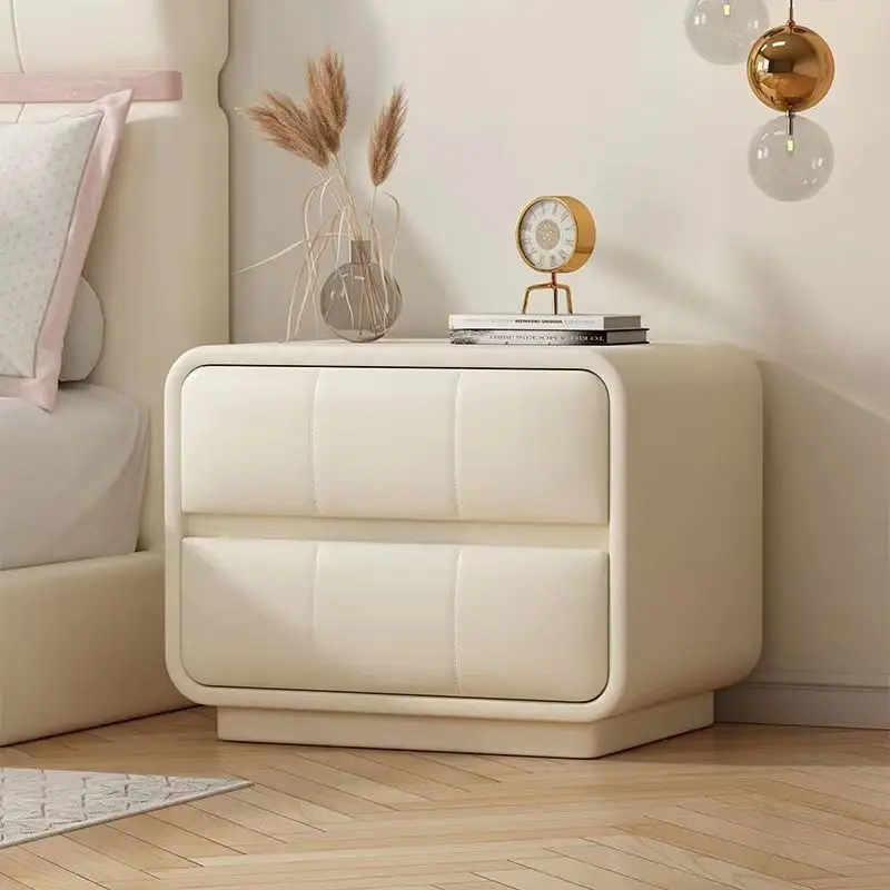 Modern Simple solid wood bedside cabinet soft bag bedside table cream style  bedroom storage cabinet home floor storage cabinet