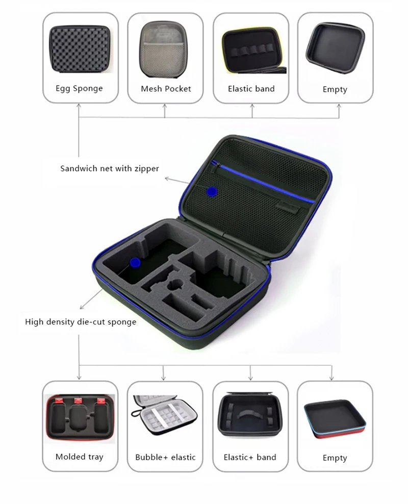 Manufactory Custom Logo Large Capacity Protective Travel Shockproof Zipper Carrying Tool Eva Bags & Cases With Foam Insert factory