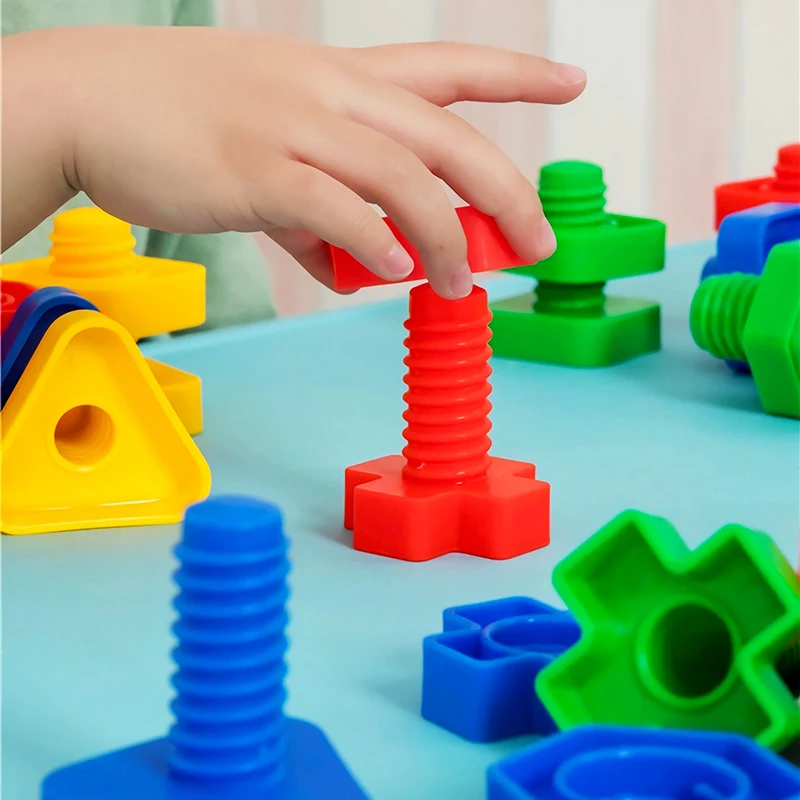 Educational Children's Toy Plastic Screw Nut Combination Connection Block Enhancing Cognitive Skills through Interactive Play