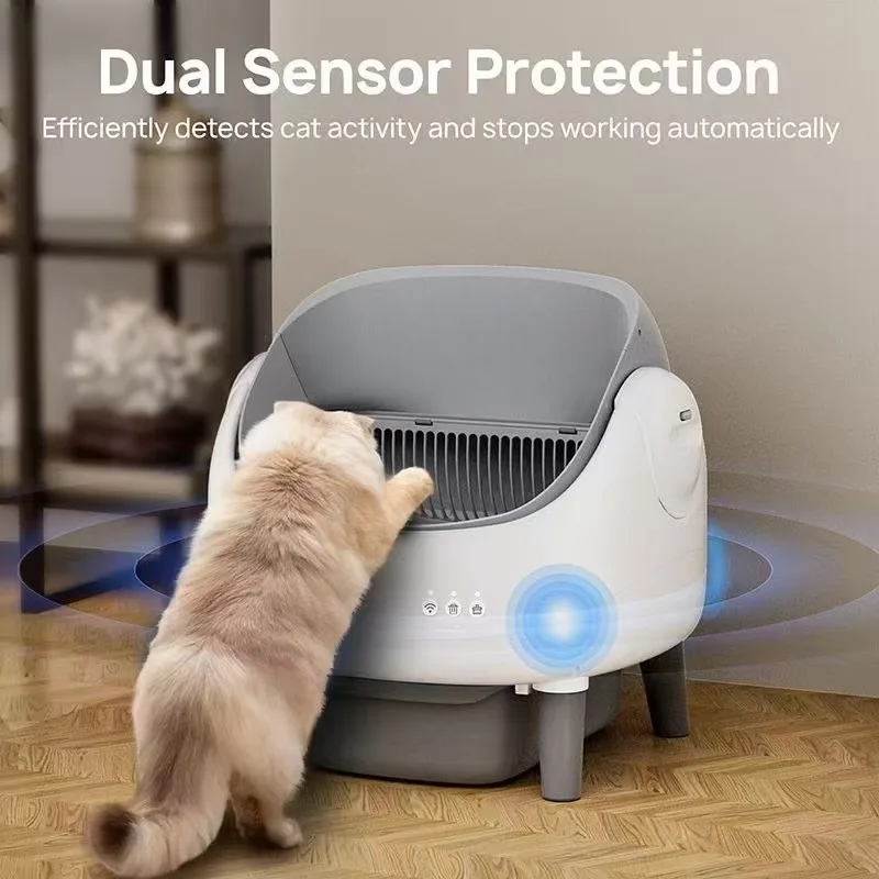 Hot Sale APP Controlled Semi Enclosed Cat Litter Box Drawer Type Anti Splash No Scooping Cat Toilet Pet Supplies factory