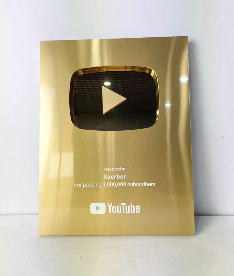 prodotto piccolo ponte alta qualità personalizzato promozionale pulsante di riproduzione di YouTube targa scudi in argento di alta qualità premi trofeo di YouTube-34