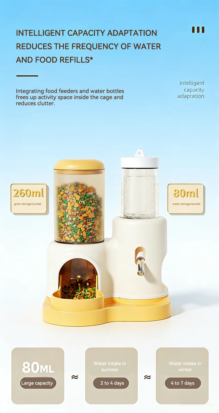 New 2 in 1 Hamster Food and Water Feeder Large Capacity Easy to Clean Small Pet Supplies manufacture