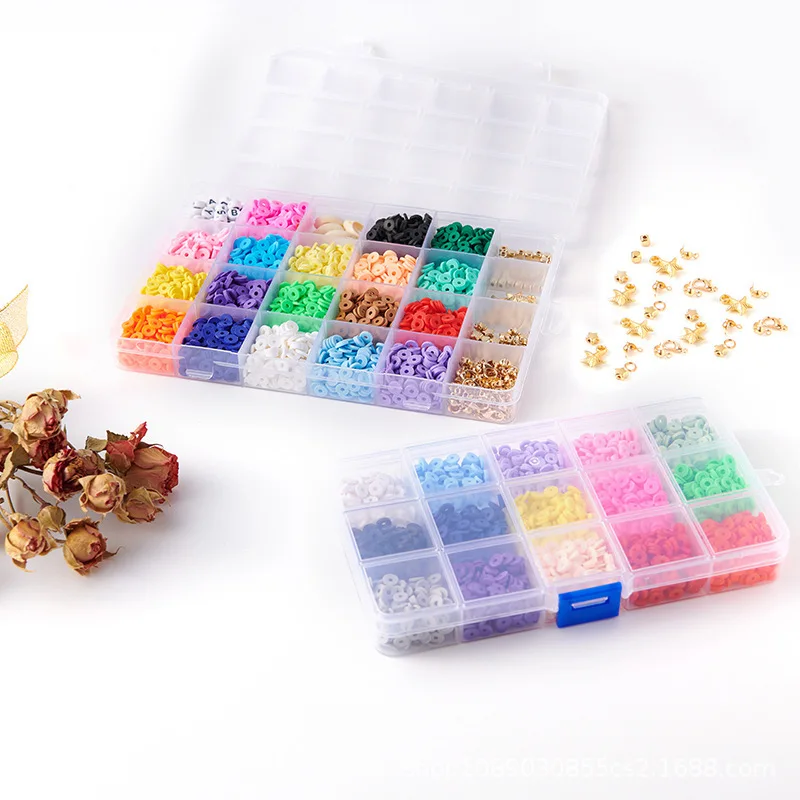 Hot Sale DIY Clay Bead Kit 6mm Flat Round Polymer Clay Beads Set For Bracelet Making