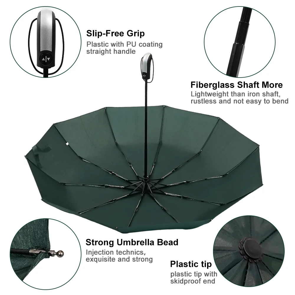 Manufacturer High Quality  105Cm Waterproof Foldable 23 Inch Luxury Cheap Automic Wholesale Umbrella For Adult